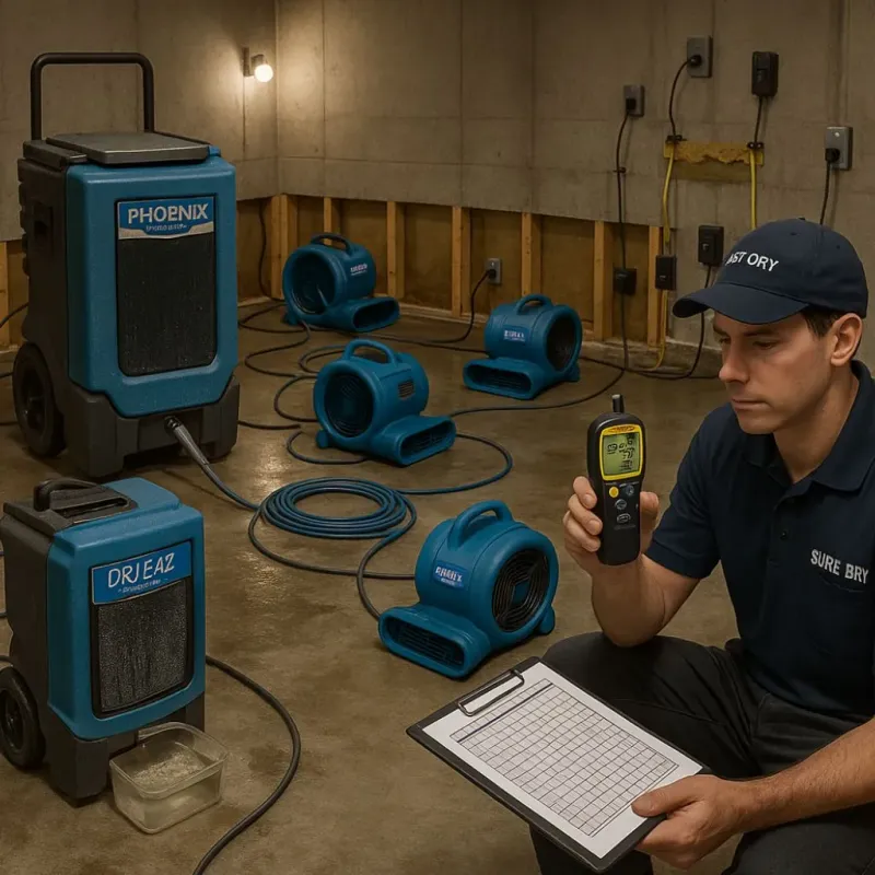 Structural Drying and Dehumidification process in Callender, CA